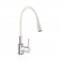Змішувач для кухні Qtap Spring з гнучким виливом QTSPRCRW007F1 Chrome/White
