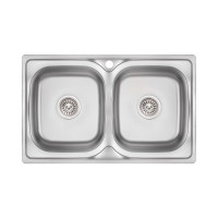 Кухонна мийка з двома чашами Lidz 7948 0,8 мм Micro Decor (LIDZ7948MDEC08)