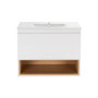Комплект Qtap Robin 700х580х437 White/Whitish oak тумба підвісна + раковина урізна QT1372TPВ7001WWO