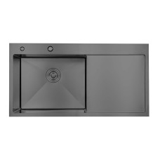 Мийка для кухні інтегрована Lidz Handmade H7849BR крило праворуч (LIDZH7849BRPVD3008) Brushed Black PVD 3,0/1,0 мм