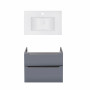 Комплект Qtap тумба підвісна Scorpio 800х585х460 мм Graphite + раковина урізна Albatross E QT71SC43989