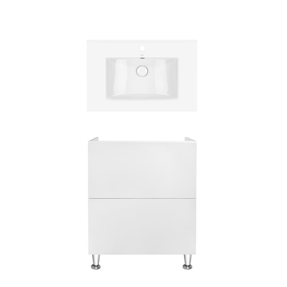 Комплект Qtap тумба підлогова Tern 700х725х437 мм White + раковина урізна Albatross QT71TE44089