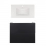 Комплект: тумба Tern підлогова 2 ящики висувних Push-to-Open, 800х580х437 мм Matt Black + раковина Albatross New Qtap