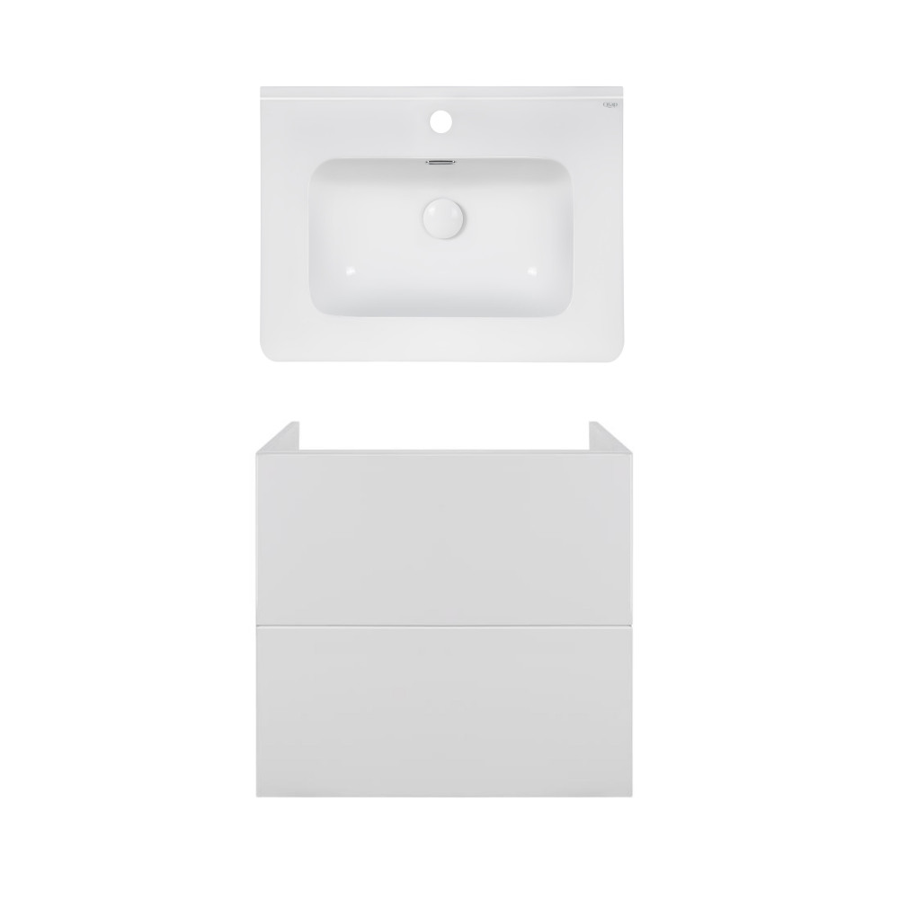Комплект Qtap тумба підвісна Tern 600х580х437 мм White + раковина урізна Albatross 9H QT71TE44099