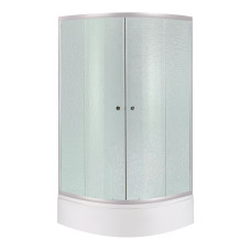 Душова кабіна Latwa SC90x90.SAT.MID.FR полукругла, скло Frost 4 мм + Душовий піддон KAPIELKA ST90x90x26, з панеллю Lidz