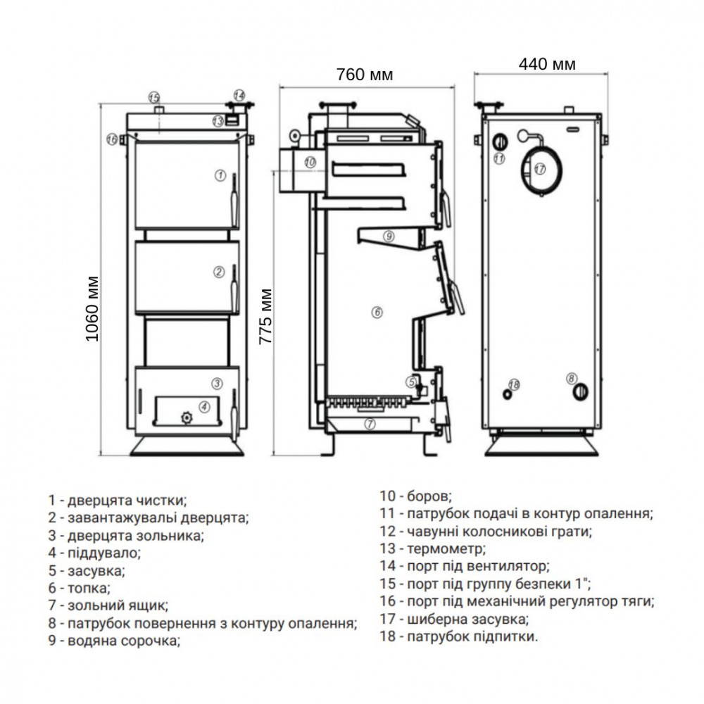 Котел твердопаливний сталевий Thermo Alliance Ferrum V 3.0 FSF 12-14
