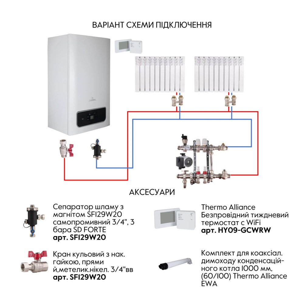 Котел газовий Thermo Alliance EWA 24 кВт двухконтурний, конденсаційний