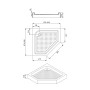 Lidz Душовий піддон DOZORCA SC90x90.LOW, низький, п'ятикутний, акриловий + ніжки, діаметр зливу 50 мм