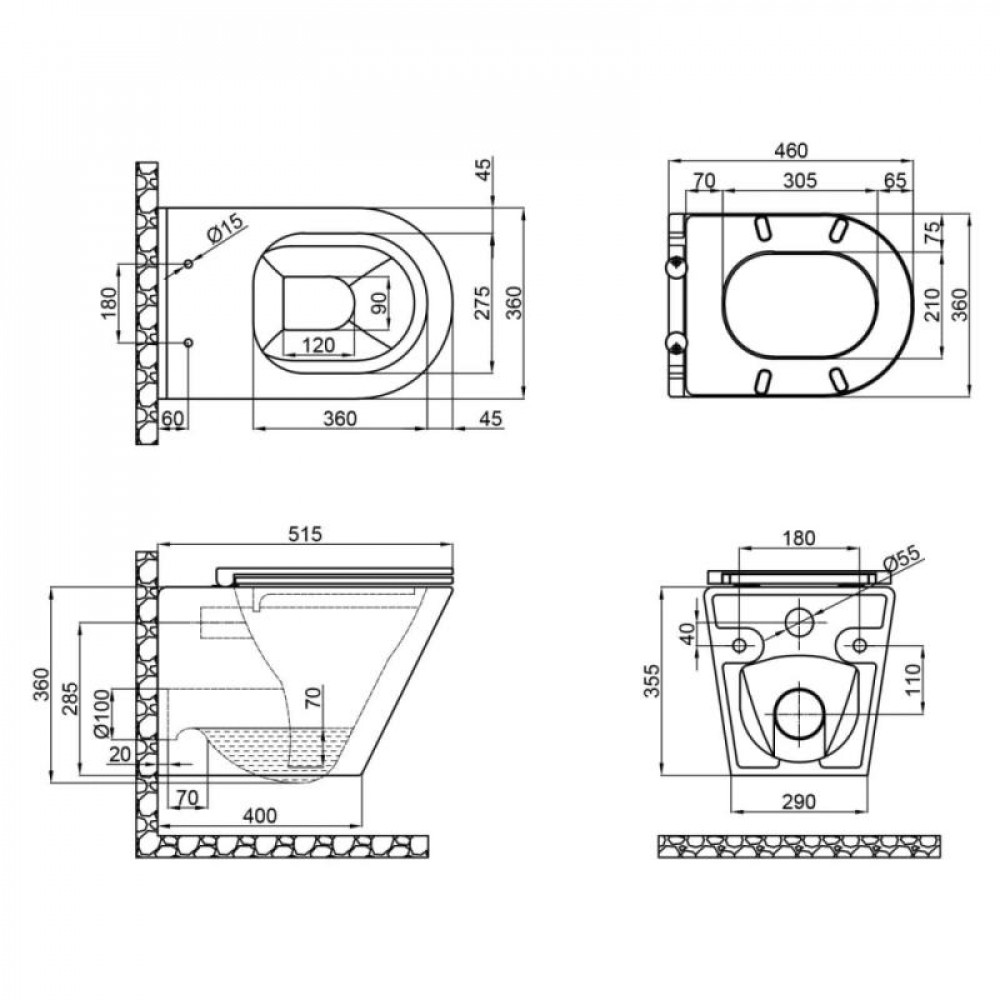 Унітаз підвісний Qtap Scorpio безободковий Ultra Quiet з сидінням Soft-close QT1433053EUQW