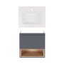 Комплект Qtap тумба підвісна Robin 600х580х437 мм Graphite/Whitish oak + раковина урізна Albatross New QT71RO44045