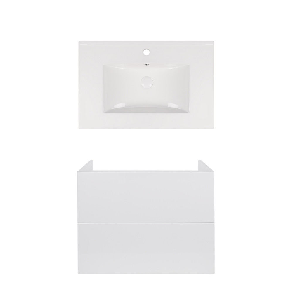 Комплект Qtap тумба підвісна Tern 700х580х437 мм White + раковина урізна Albatross New QT71TE44104