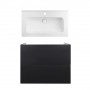 Комплект: тумба Tern підвісна 2 ящики висувних Push-to-Open, 800х725х437 мм Matt Black + раковина Albatross 01 Qtap