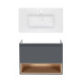Комплект Qtap тумба підвісна Robin 800х580х437 мм Graphite/Whitish oak + раковина урізна Albatross 9H QT71RO44053