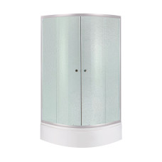 Душова кабіна Latwa SC80x80.SAT.MID.FR полукругла, скло Frost 4 мм + Душовий піддон KAPIELKA ST80x80x26, з панеллю Lidz