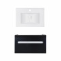 Комплект Qtap тумба підвісна Virgo 700х580х437 мм Black/White + раковина урізна Albatross E QT71V44063