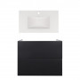 Комплект: тумба Tern підвісна 2 ящики висувних Push-to-Open, 800х725х437 мм Matt Black + раковина Albatross New Qtap