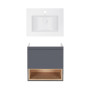 Комплект Qtap тумба підвісна Robin 600х580х437 мм Graphite/Whitish oak + раковина урізна Albatross E QT71RO44044