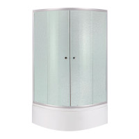 Душова кабіна Latwa SC90x90.SAT.HIGH.FR полукругла, скло Frost 4 мм + Душовий піддон KAPIELKA ST90x90x41, з панеллю Lidz