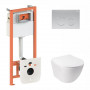 Комплект: Qtap Jay Ultra Quiet унітаз підвісний QT07335177W + Nest комплект інсталяції 4в1 (кругла клавіша Satin) QT0133M425 + M11111SAT