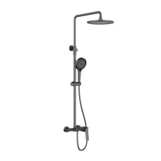 Душова система універсальна Qtap Slavonice на три споживача (з виливом) QTSLA111GMB45905 Gunmetal Black PVD