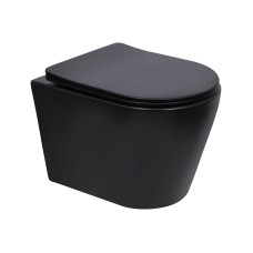 Унітаз підвісний Qtap Scorpio Ultra Quiet безобідковий з сидінням Soft-close MATT BLACK QT14332380AMB