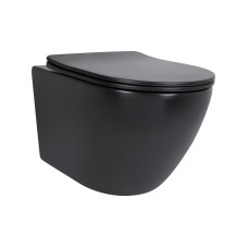 Унітаз підвісний Qtap Robin New Ultra Quiet безобідковий з сидінням Soft-close MATT BLACK QT13332381АSMB
