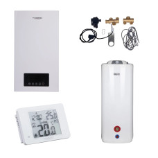 Комплексне рішення Thermo Alliance для котельні: електричний котел 12 кВт + комплект підключення бойлера + комбінований підлоговий водонагрівач 100 л