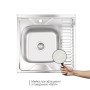Кухонна мийка Brinex 6060-L 0,6 мм Satin (BRIN6060LSAT06)