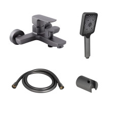 Комплект Qtap Lipno: Змішувач для ванни QTNH3023101DG + душовий комплект (QTRUCA145S1GRP+QTHADPVC160G+QT829910842854GRP)