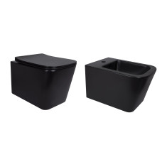 Комплект Qtap Tern Matt Black 2 в 1: унітаз підвісний  Ultra Quiet QT17332303ASMB + біде підвісне QT1755052FMB