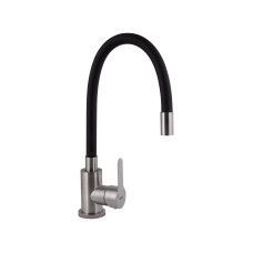 Змішувач для кухні Brinex Pure 015F3 з гнучким виливом   Nickel/Black BRIPUR015F3NKB