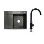 Готове рішення для кухні: Lidz Handmade H6350BL Мийка інтегрована крило зліва Brushed Black PVD+Lidz Aria 015F Змішувач для кухні (k35) Black