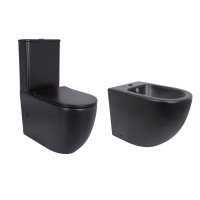 Акційний набір: Унітаз напольний Robin Ultra Quiet QT13226083AMB 660x360x855 Black + Біде напольне Robin QT13442141CMB 565x360x405 Black