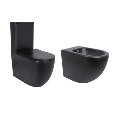 Акційний набір: Унітаз напольний Robin Ultra Quiet QT13226083AMB 660x360x855 Black + Біде напольне Robin QT13442141CMB 565x360x405 Black