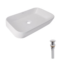 Комплект Qtap Scorpio: Раковина накладна 550x390x120 мм, White, прямокутна + Донний клапан Pop-up PU02