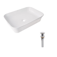 Комплект Qtap Virgo N: Раковина накладна 560x380x130 мм, White, прямокутна + Донний клапан Pop-up PU02