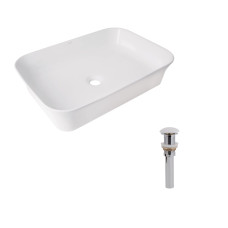 Комплект Qtap Virgo N: Раковина накладна 560x380x130 мм, White, прямокутна + Донний клапан Pop-up PU02