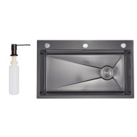 Lidz Handmade H7545B Мийка для кухні інтегрована Decor Black PVD Honeycomb 3,0/1,0 мм LDH7545BDECPVD48373