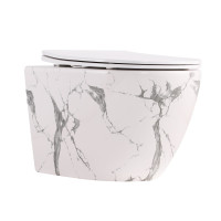 Унітаз підвісний Qtap Robin Ultra Quiet 520×365×340 мм, Marble, з сидінням Slim Duroplast / Soft-close / Quick Release QTROB26MR48998