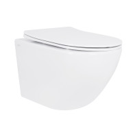 Унітаз підвісний Jay Rimless 485×360×320 мм, White, з сидінням Slim Duroplast/ Soft-close/ Quick Relase QT07335177RW Qtap