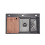 Lidz Handmade H7545B Мийка для кухні інтегрована Decor Black PVD Honeycomb 3,0/1,0 мм LDH7545BDECPVD48373