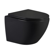 Унітаз підвісний Qtap Jay Ultra Quiet 485х360х320 мм, Matt Black, сидінням Slim Duroplast/ Soft-close/ Quick Relase QT07335177MB