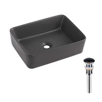 Раковина накладна Qtap Tern 480x370x135 мм, Anthracite, прямокутна, з донним клапаном QT17116069AN