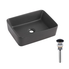 Раковина накладна Qtap Tern 480x370x135 мм, Anthracite, прямокутна, з донним клапаном QT17116069AN