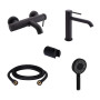 Комплект для ванни Qtap Robin Black: Змішувачі QTROB3060102B+QTROB1060M102B+Тримач QT829910842854OB+Шланг QT054BL43074+Лійка QTRUC125BLM45776