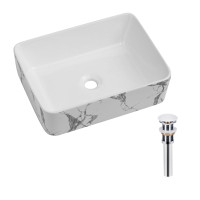 Раковина накладна Qtap Tern 480x370x135 мм, Marble, прямокутна, з донним клапаном QT17116069MR