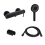 Комплект Qtap Robin Black Matt: Змішувач QTROB4060102B + Тримач QT829910842854OB + Шланг QTHADPVCSQ160B + Лійка QTRUC125BLM45951