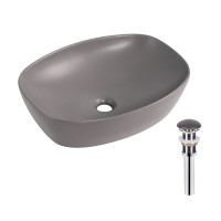 Раковина накладна Qtap Robin 500х380х140 мм, Stone grey, прямокутна, з донним клапаном QT04116302SG