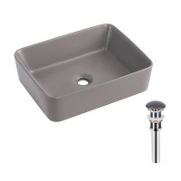 Раковина накладна Qtap Tern 480x370x135 мм, Stone grey, прямокутна, з донним клапаном QT17116069SG