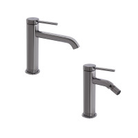 Комплект для умивальника+біде Qtap Robin Black Chrome: Змішувач для раковини QTROB1060M102K + Змішувач для біде QTROB2060102K